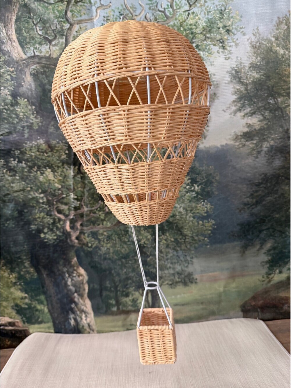 Handmade Rattan Woven Air Balloon Mobile Ornament